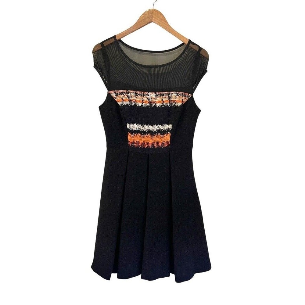 ANTHROPOLOGIE EVA FRANCO TWEED BLACK PLEATED A-LINE DRESS..! Size 4